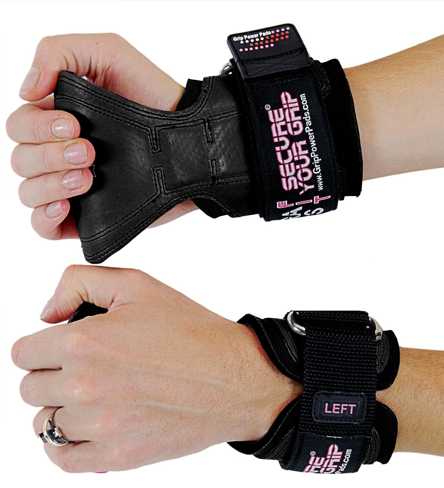 Cobra Grips FIT FOR LADIES! Weight Lifting Gloves Heavy Duty Straps Alternative to Power Lifting Hooks For Deadlifts With Built in Adjustable Neoprene Padded Wrist Wrap Support. (Women Black Rubber)