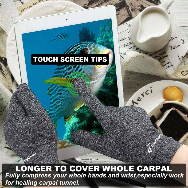 2 Pairs Full Finger Arthritis Gloves,Compression Gloves for Women Men, Hand Gloves Support and Warmth for Hands, Finger Joint, Relieve Pain from Rheumatoid, Osteoarthritis, RSI (Medium (2 Pairs))