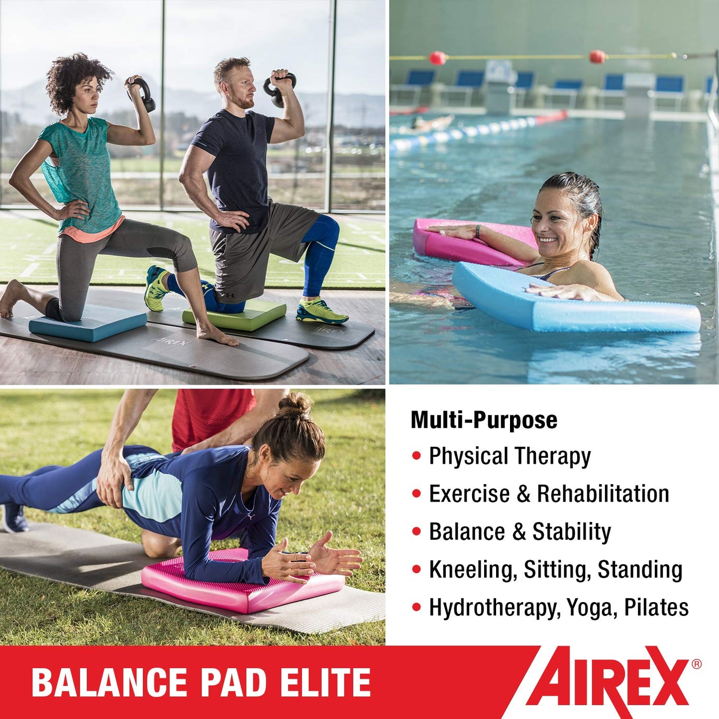 Airex Balance Pad - Exercise Foam Pad Physical Therapy, Workout, Plank, Yoga, Pilates, Stretching, Balancing Stability Mat, Kneeling Cushion, Mobility Strength Trainer for Knee, Ankle - Elite, Kiwi