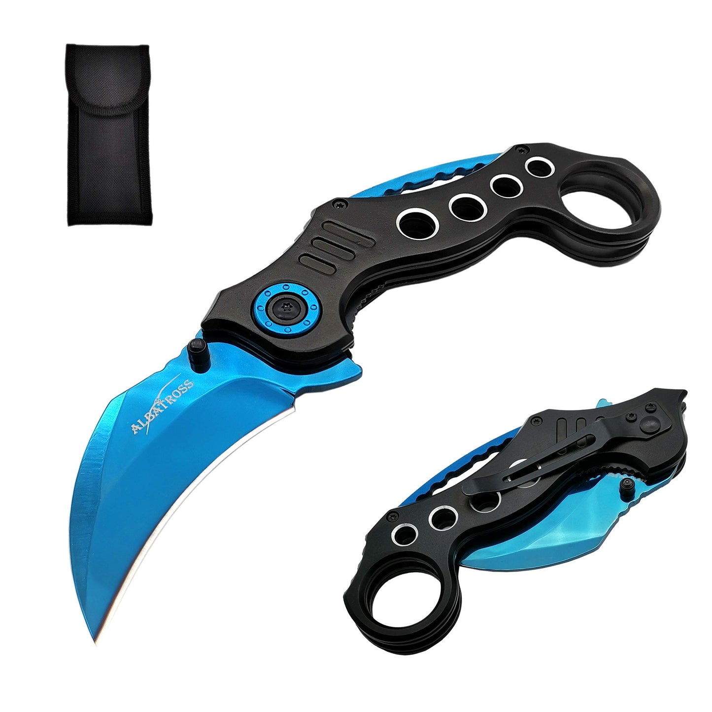 ALBATROSS EDC Cool Spring Assisted Folding Pocket Knives Tactical Sharp Raptor Claw Knife(Blue)