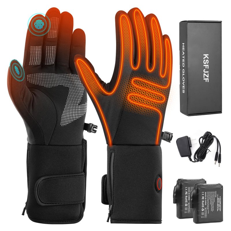 Heated Gloves, 3000mAh Rechargeable Battery Heated Glove Liners for Men Women, Winter Warm Glove with Touchscreen & Non-Slip, Thin Electric Work Glove for Hunting, Skiing, Motorcycling(Black, M)