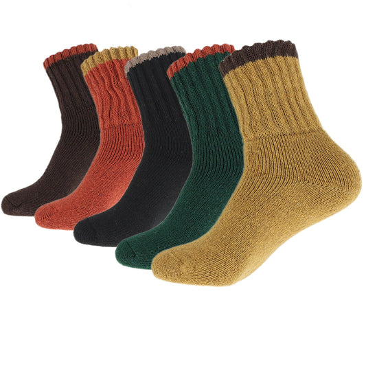 ATHX 5 Pairs Women's Wool Socks Soft Warm Socks Warm Wool Cotton Socks Thick Knit Vintage Casual Socks Cozy Winter Socks (X07 Set - 5 Pairs)