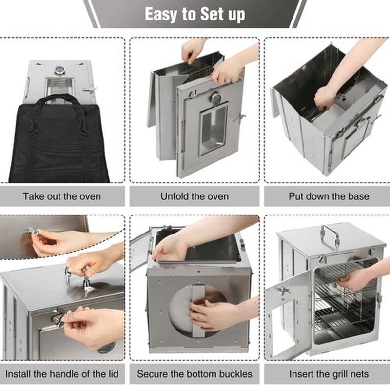 REDCAMP 16" H Foldable Camping Oven with Storage Handbag,Stainless Steel Portable Camping Stove for Baking Cinnamon Rolls, Breads and Muffins with Wood Burning Fire,Propane Stoves,Campers,Baking BBQ