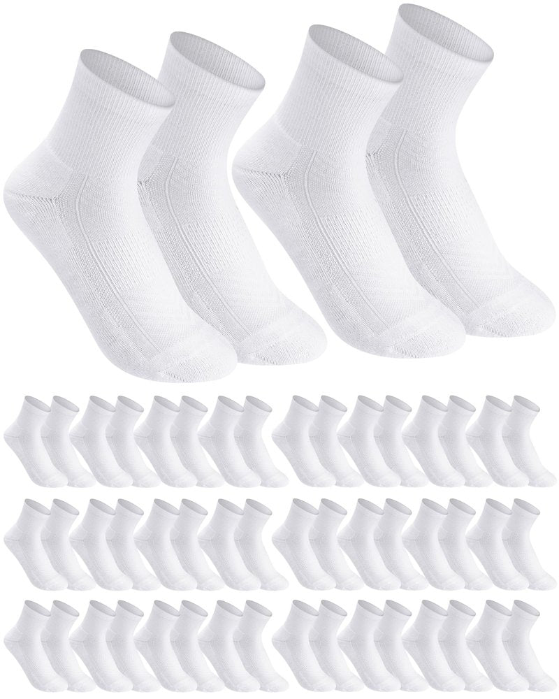 Langyiwee 30 Pack Cotton Men Athletic Ankle Socks Bulk Moisture Cushioned Wicking Quarter Sports Socks for Men Women