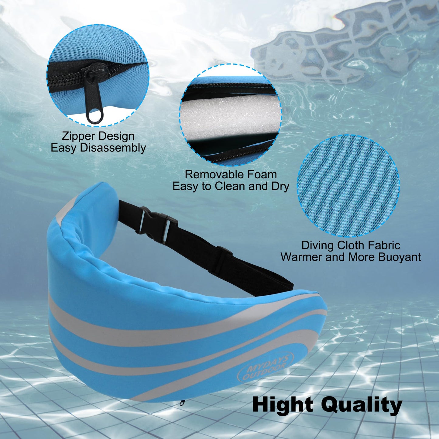 MYDAYS OUTDOOR Flotation Swim Belt for Adults,Pool Exercise Equipment for Adults,Fitness Deluxe,Flotation Swimming Belt,Pool Weights for Water Exercise,Water Aerobic Equipment (M Blue)