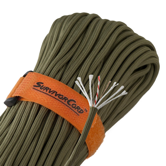 SurvivorCord Paracord - From Titan Survival - Patented 620LB Strength 550 Military Paracord with 3 Strands - Heavy Duty 550 Hank Cord Camping & Outdoor - Paracord with Firestarter & Survival Cord