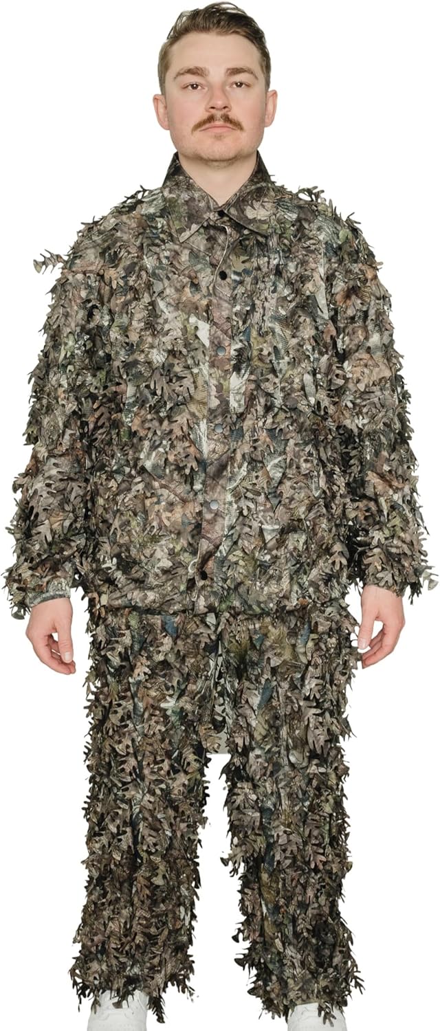 QuikCamo 3D Leafy Camo Ghillie Suit - Breathable Mesh for Turkey Hunting | Snaps & Zippered Pockets