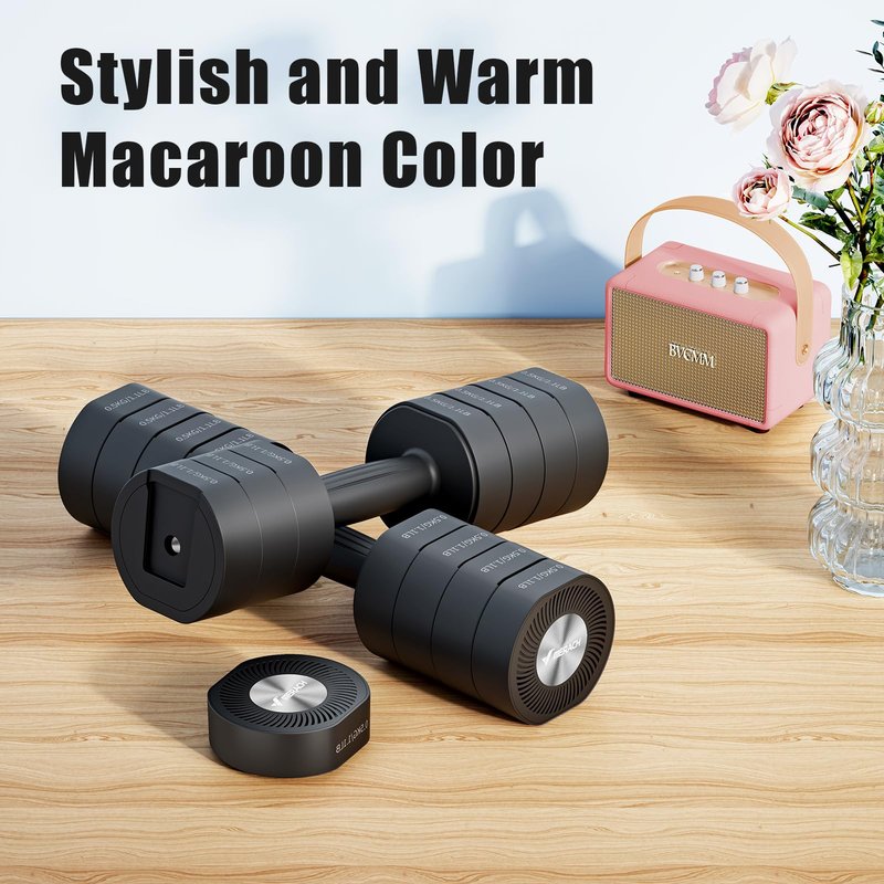 MERACH Dumbbell Set of 2, Adjustable Weight, Anti-slip Handle, Macaron Colors, Each 2.2/4.4/6.6/8.8 lbs, 4 in 1 Hand Weights for Women at Home, White