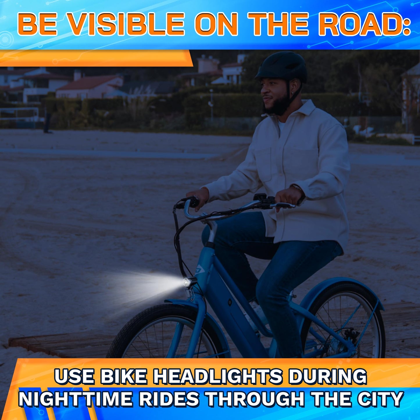 Headlight for Ebike 2 Pin Connector 6-60V - Easy to Install Ebike Light with LED Bulb and Reliable Stainless Steel Bracket, 20 Lm Lights Output, Weather Resistant - E Bike Light for Night Riding