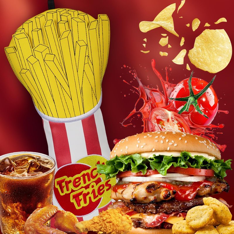 Craftsman Golf Funny French Fries Food White Red Driver Headcover Club Head Cover Protector Fits up to 460cc