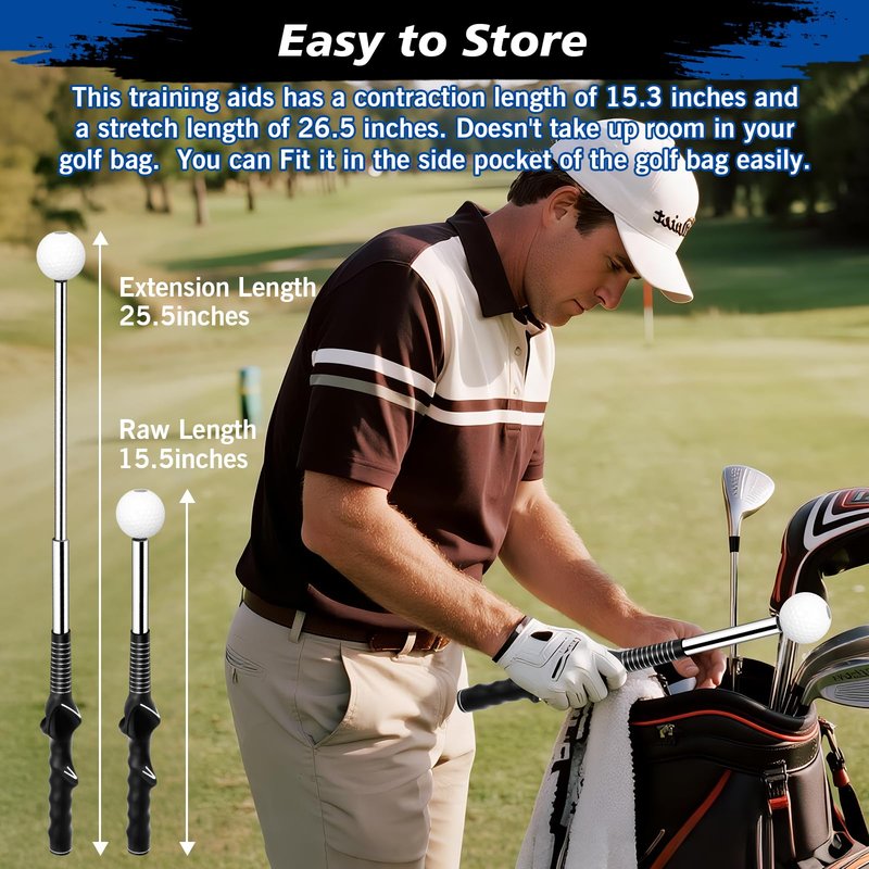 KALAUTO Telescopic Club, Retractable Golf Swing Training Aid with Golf Grip Trainer,Impact Swing Practice & Golf Swing Trainer for Warm-up/Indoor Practice/Strength&Tempo Training (Right-Handed Black)