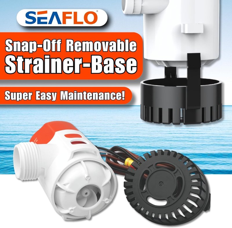 SEAFLO 1100 GPH Bilge Pump - 12V Marine Submersible Pump with Anti-Airlock Protection | 1-1/8" Outlet, CE & RoHS Certified