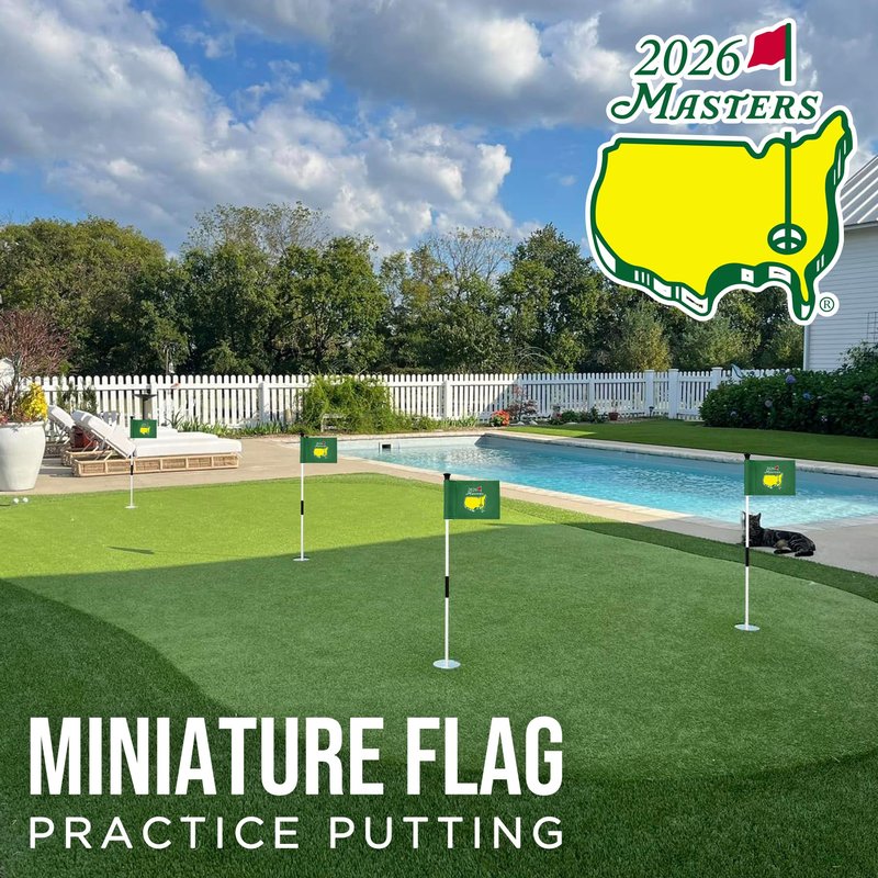 CoGolfing 2025 Grand Slam Golf Flag Mini, 8x6 Inch, Double-Sided Silk-Screened, Fade-Resistant 420D Nylon, Ideal for Backyard Practice Putting Green, 4-Pack