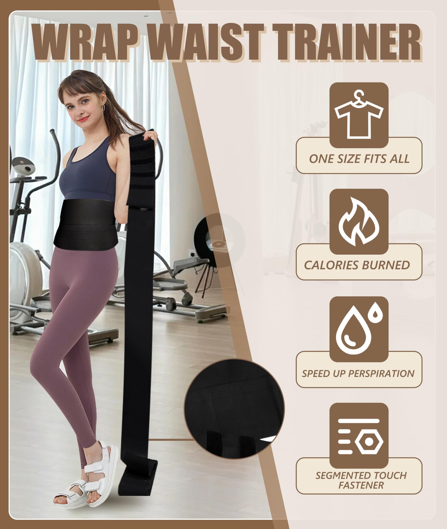Waist Trimmer, 9.8ft Elastic Tummy Snatch Bandage Wraps Belly for Women and Men Waist Trainer Shaper Black