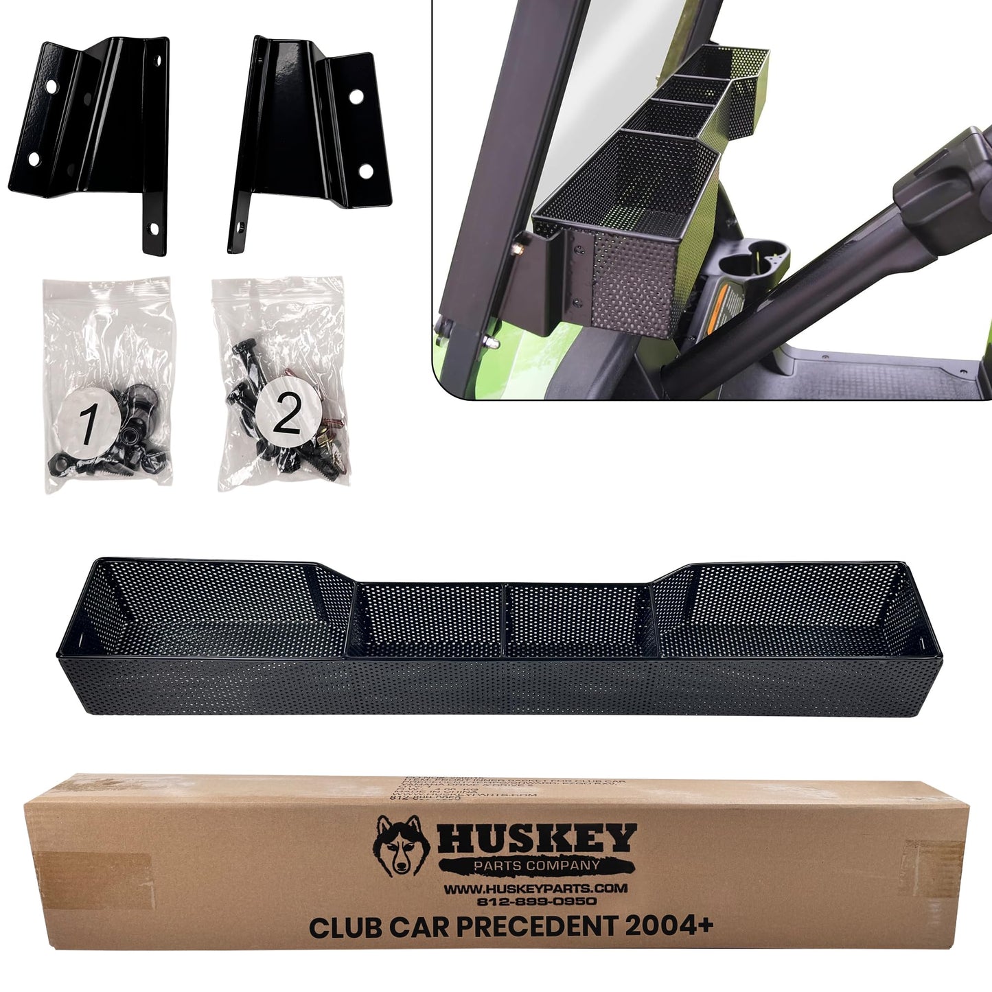 Huskey Golf Cart Baskets Front,One Piece Design Golf Cart Storage Baskets Compatible with Club Car Precedent G&E Golf Cart 2004 & Up Models, Sturdy and Larger Compartments.