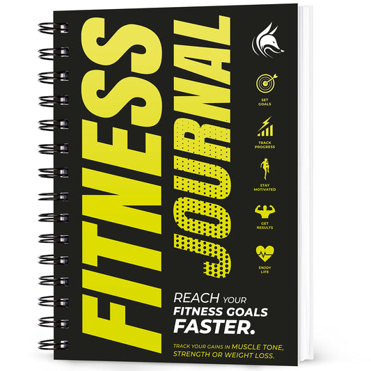 Clever Fox Fitness Journal Workout Log Book - Daily Fitness Planner Workout Journal for Women and Men. Spiral-Bound, Laminated Cover, Thick Pages, A5 (Neon Yellow)