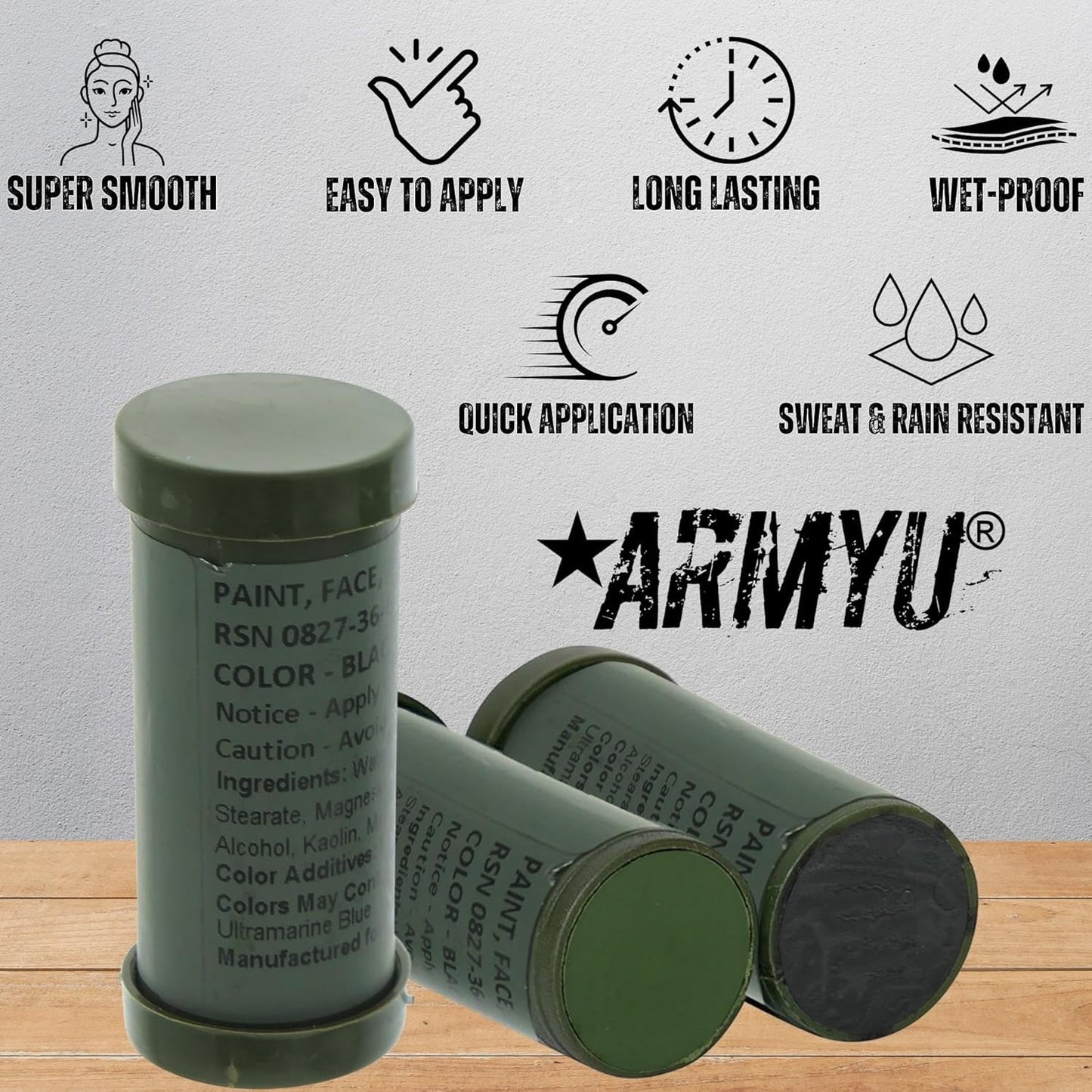Camo Face Paint Sticks - NATO Camouflage Military Makeup in Black & Olive Drab | Versatile 2-Color Set