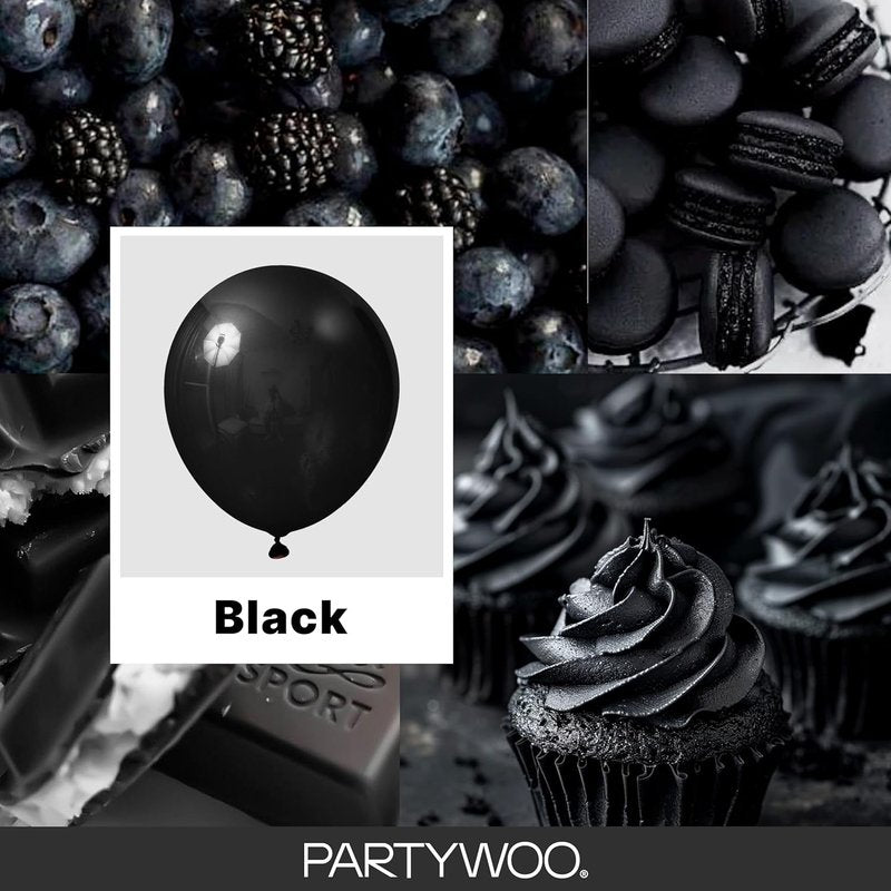 Black Balloons Arch Kit - 155 Pcs in 5 Sizes for Baby Showers, Birthdays & Anniversaries | Elegant Black Decor
