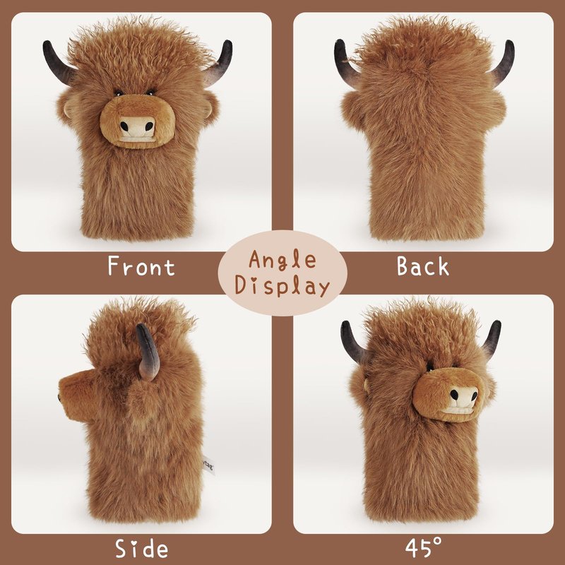 Curly-haired Highland Cow Driver Headcover Funny, Soft Cozy Plush Animal Golf Driver Head Cover Brown
