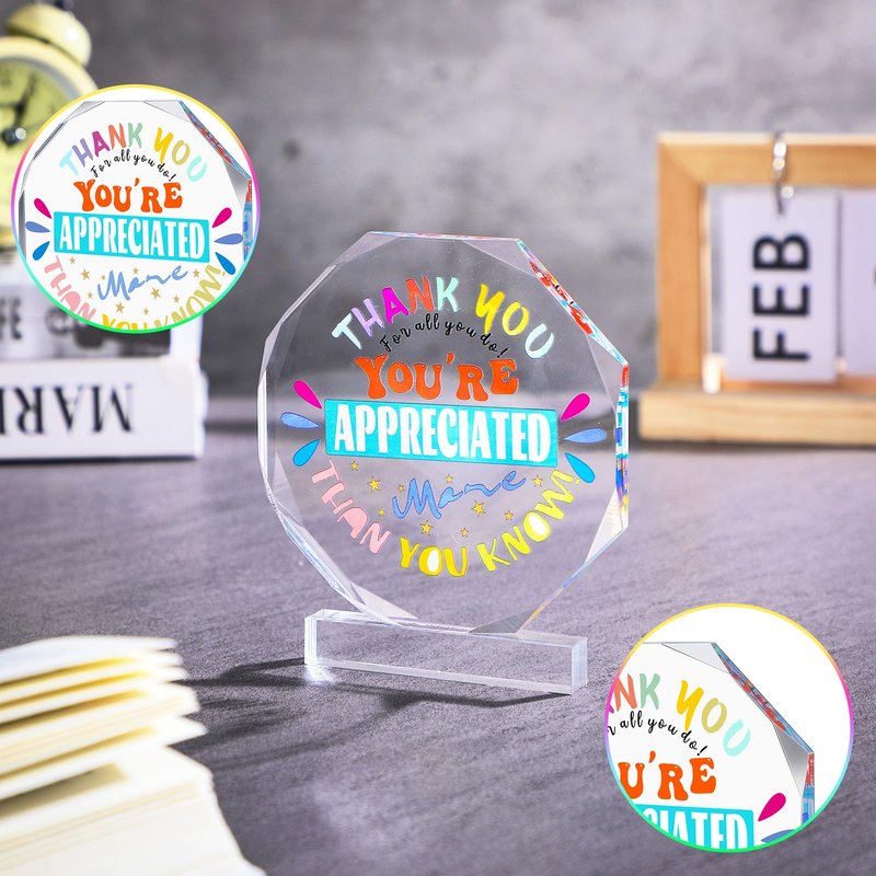 Menkxi 6 Pcs Appreciation Acrylic Award 4.72" x 5.31" Large Appreciation Trophy Employee Trophies Award Graduation Party Gifts for Employees Coworkers Team End of Year Gifts