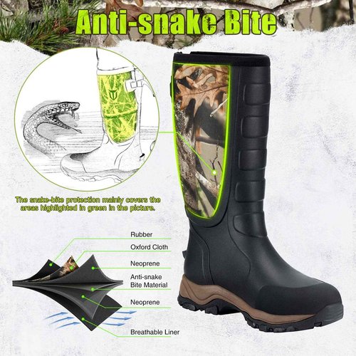 TIDEWE Hunting Boots Snake Proof for Men, Waterproof Insulated Warm Rubber Boots with Steel Shank, 5mm Neoprene Warm Durable Lightweight Outdoor Boots, Durable Work Boots for Farming Gardening Fishing