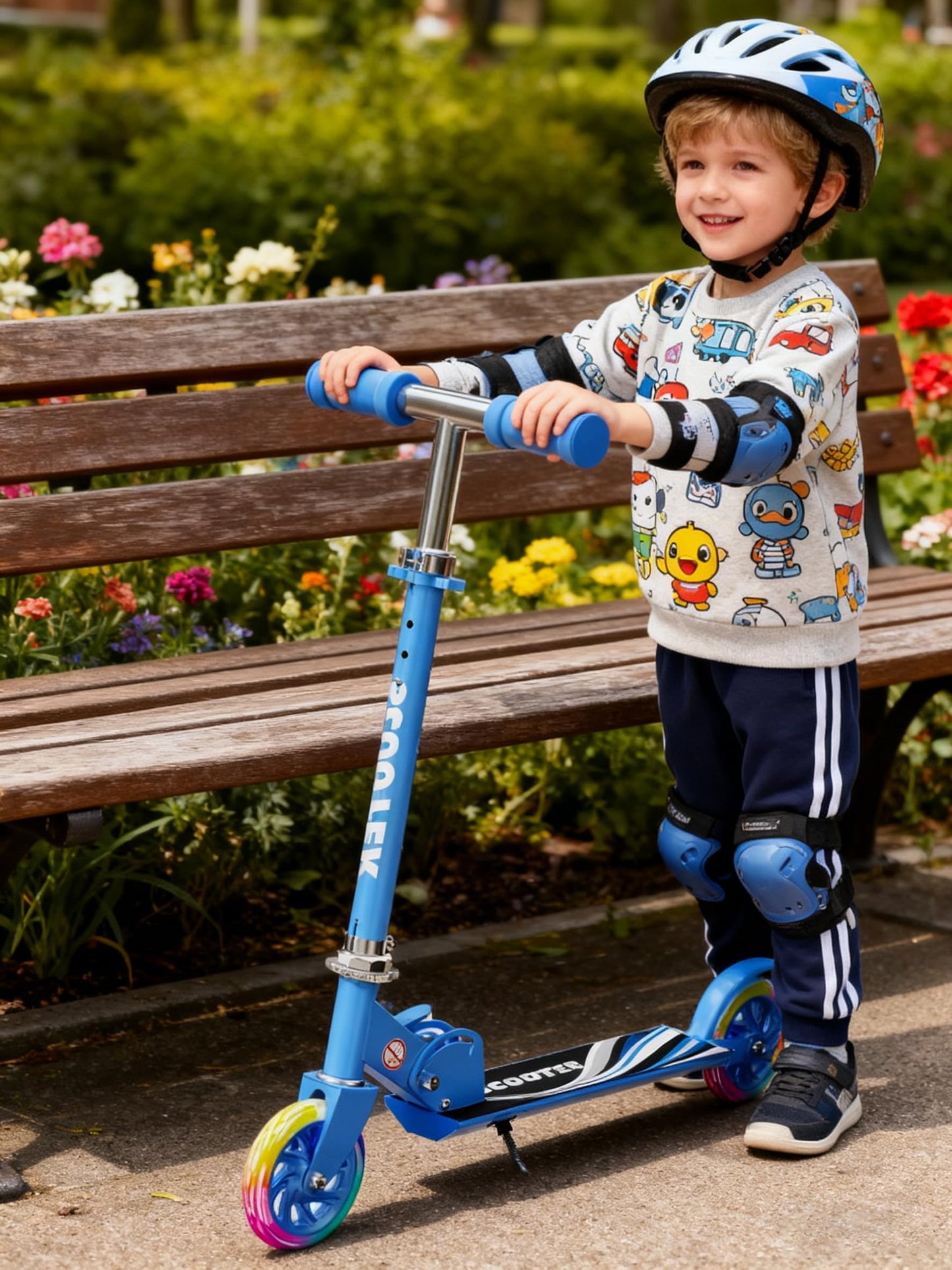 Scooter for Kids Ages 3+, Kids Kick Scooter with Led Light Up, Girly Pink Scooter with 3 Levels Adjustable, Lightweight Foldable Scooter for Boys&Girls Christmas Birthday Gift
