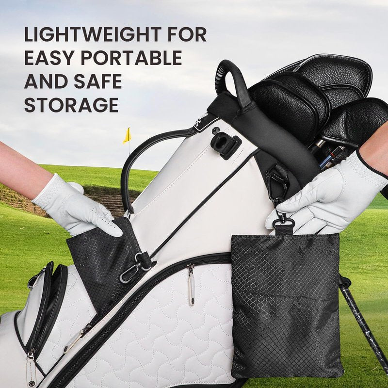 FINGER TEN Golf Pouch Bag for Valuables Tee Color with 4 Golf Pencil Pack, Zippered Pocket Gear Clip Hook to Bag (Black Pouch Bag)