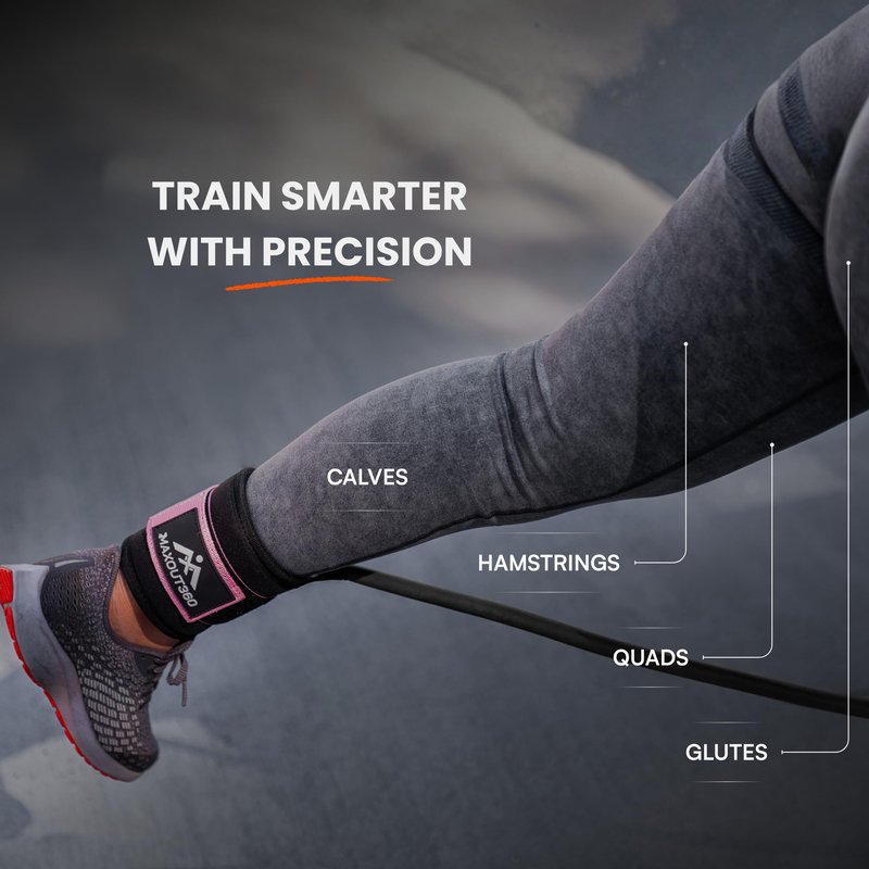 MaxOut360 Gym Ankle Straps for Cable Machines, Thick Padded Ankle Cuff Cable Attachment for Booty Workouts, Kickbacks, Hip Abductors, Lower Body Exercises, Black Pair