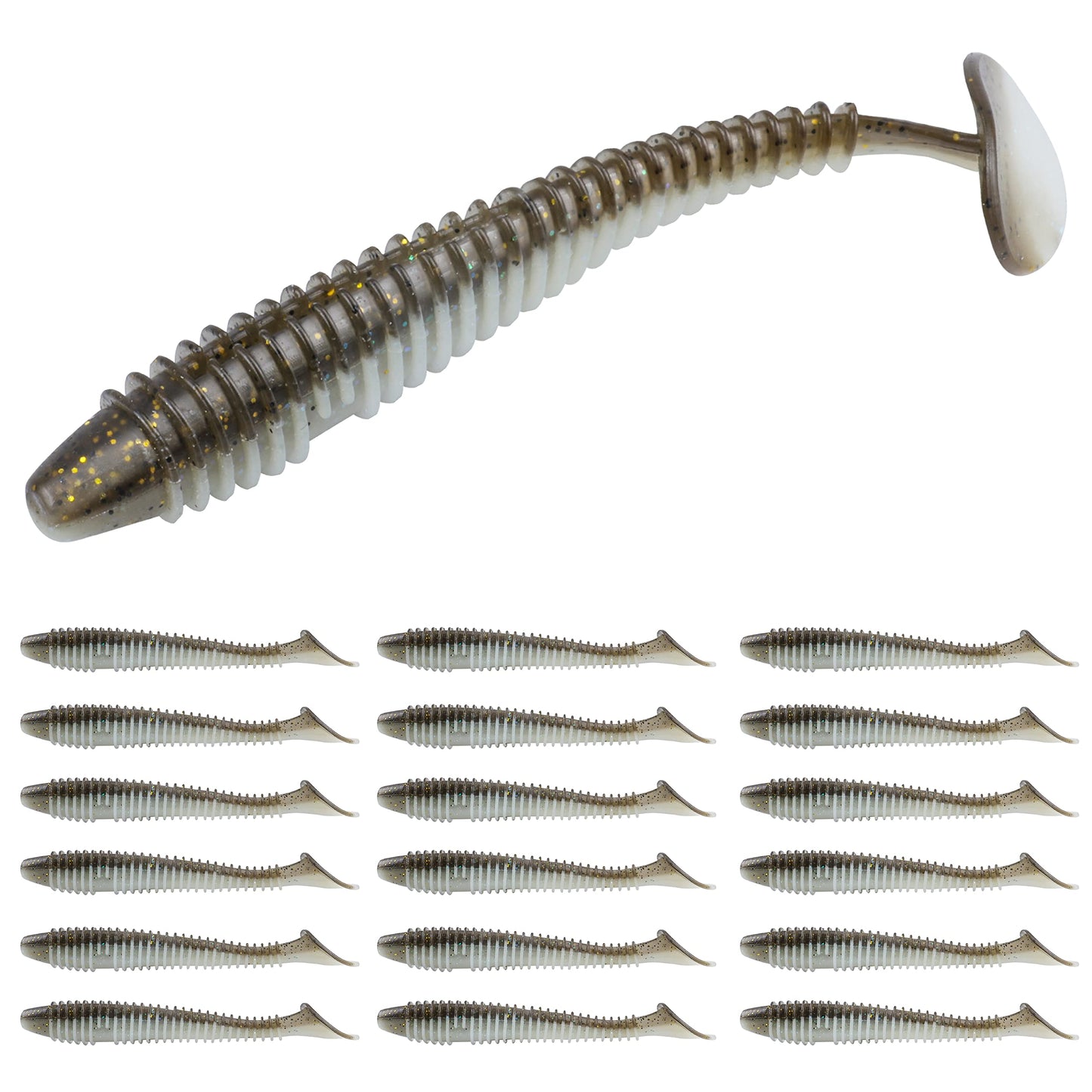 RUNCL Swimbaits Paddle 10/20/30/40PCS, 5/4/3/2 Inchs Paddle Tail, Soft Lure for Trout Crappie Bass, Durable Plastic Bait Swimmer for Saltwater/Freshwater, Fishing Lover's Gift