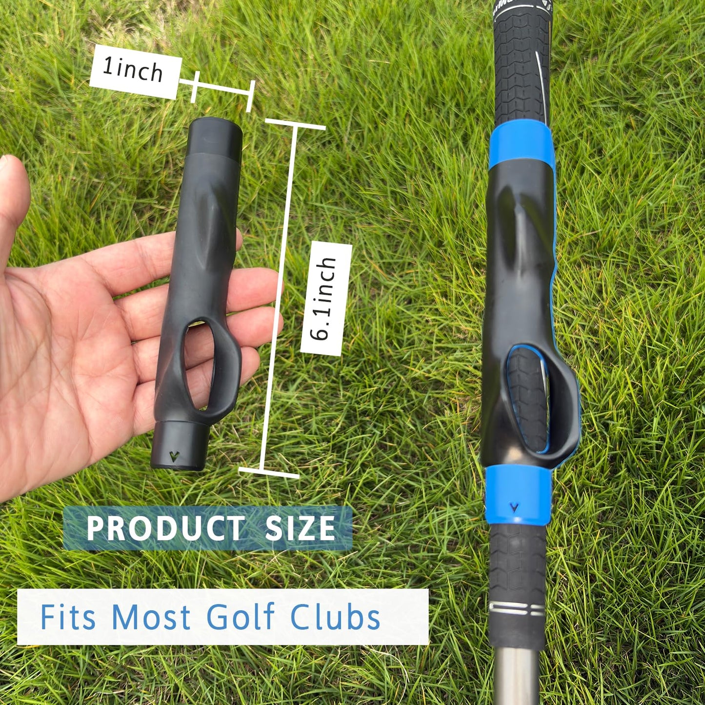 2 pack Golf grip trainer, swing and accuracy improvement,Golf Club Kit aid accessories for correct hand position (Black+Blue)
