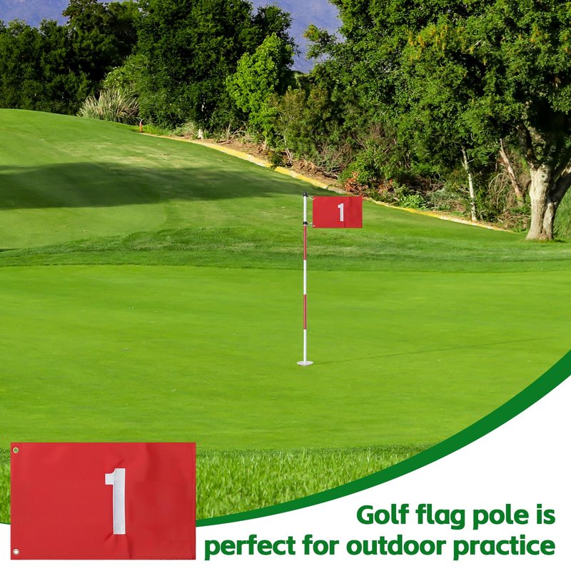 Golf Flagstick, 6 Ft Golf Hole Flags for Putting Green, Double Sided Golf Pin Flag for Yard with 5-Section Pole and Ball Retriever, 1 Pack (Number 1)