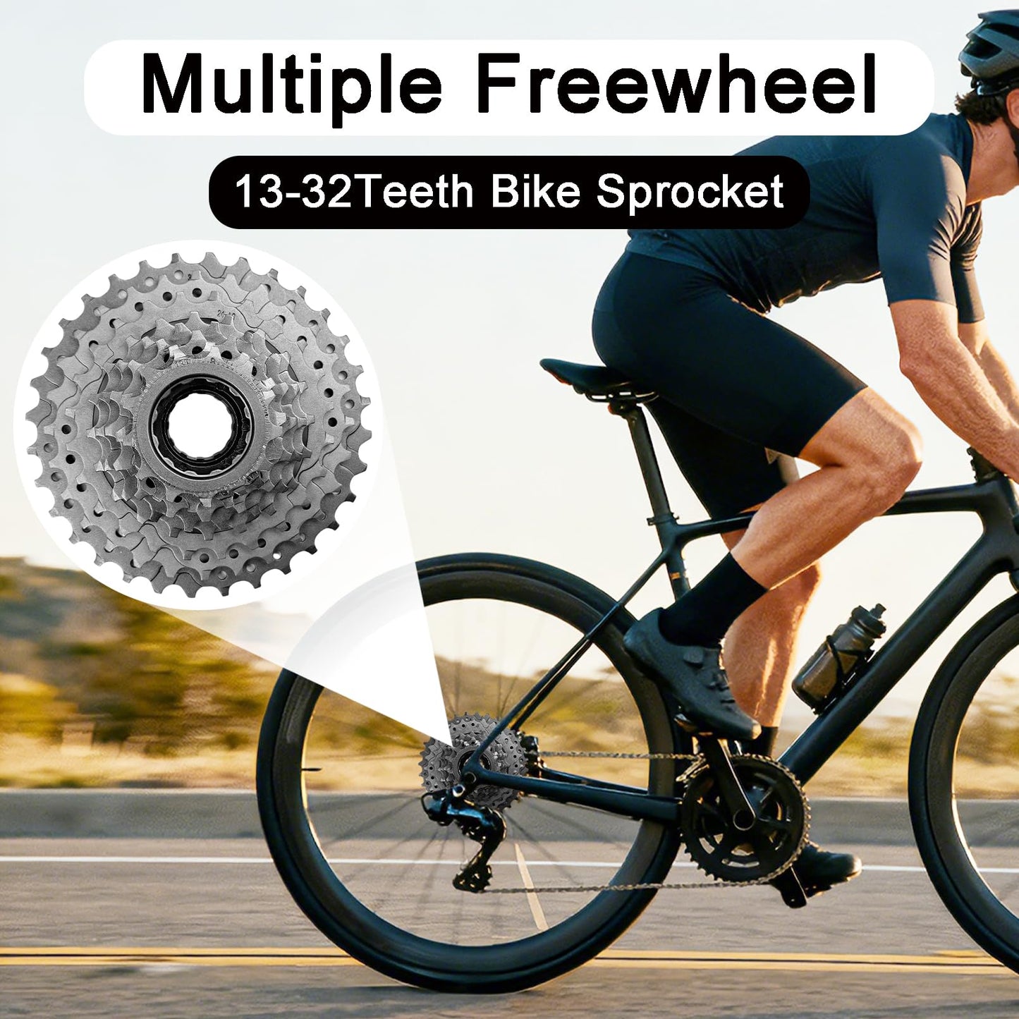 VERKSTAD 8 Speed Bike Freewheel, Bicycle Freewheel 13-32T Cycling Replacement Part for Mountain Bike Folding Bike Commuter Bike