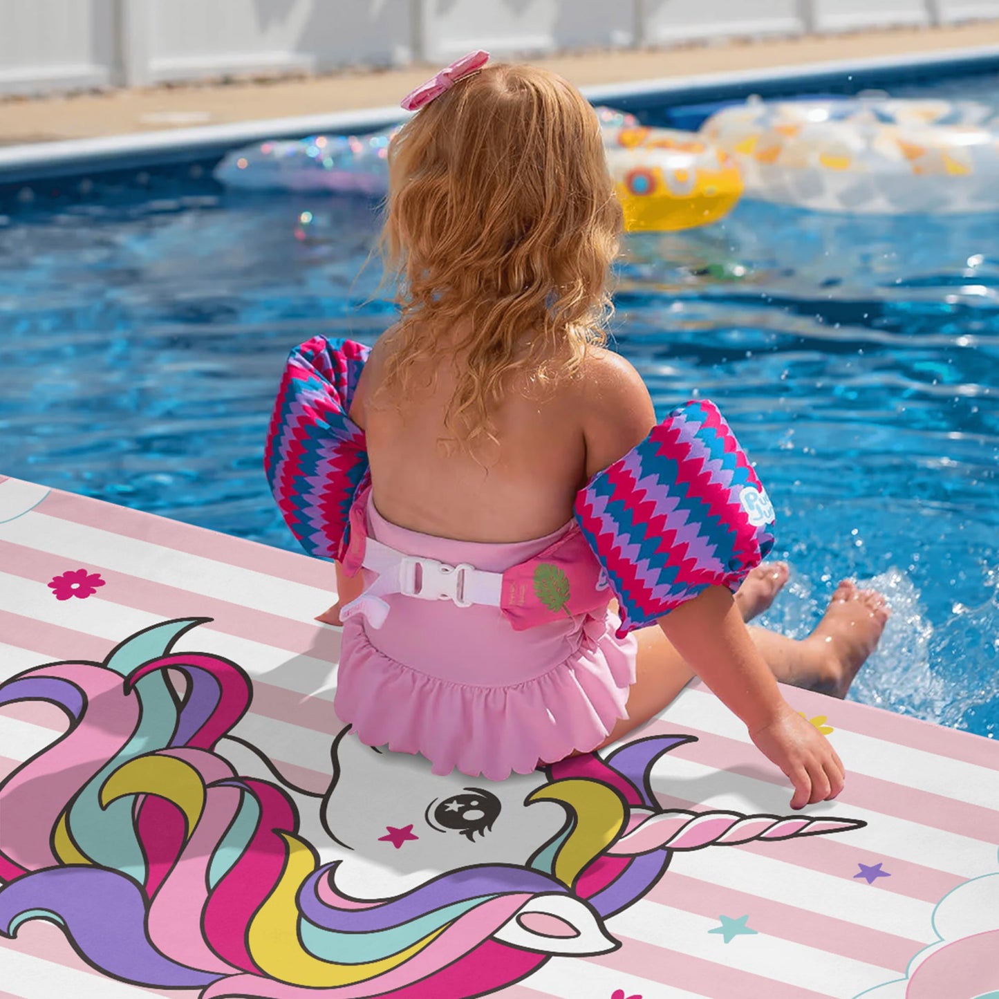 SANDJEST Unicorn Beach Towel for Girls - 60"x30" Quick Dry Lightweight Microfiber Suede Sand Free Kids Towels - Perfect for Beach Pool Swim Bath Travel Picnic Camping