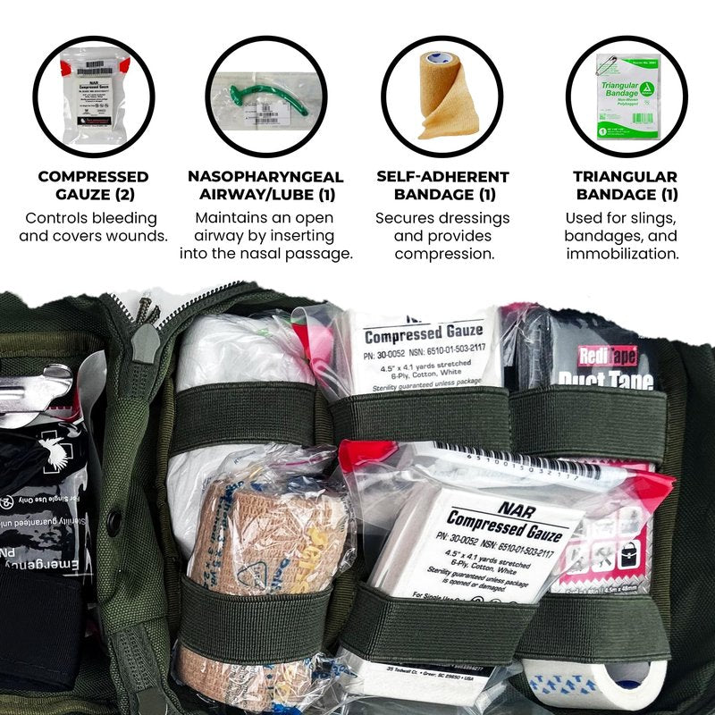 IFAK (Individual First Aid Kit) Trauma Kit with CAT Tourniquet — Medical Pouch for Tactical, Outdoor, Hiking, Military — Backpacking Emergency Medical Kit for Bleeding Control (Black)