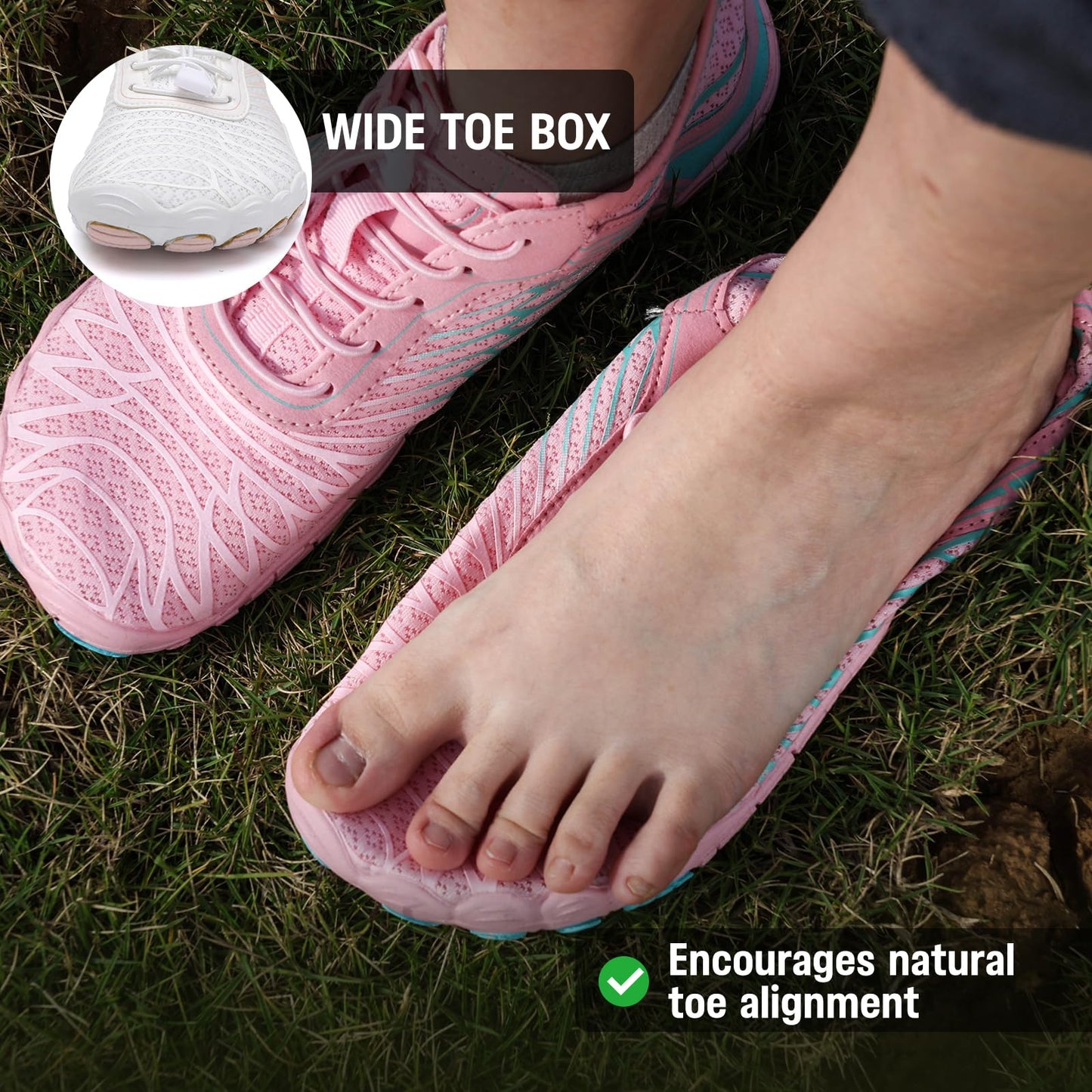 2026 New Barefoot Shoes for Women Mens,Hiking Barefoot Shoes Womens Footwear,Comfortable & Non-Slip Barefoot Vitality Shoe Women's Athletic Footwear,Wide Toe Box Water Shoe for Women Men Pink