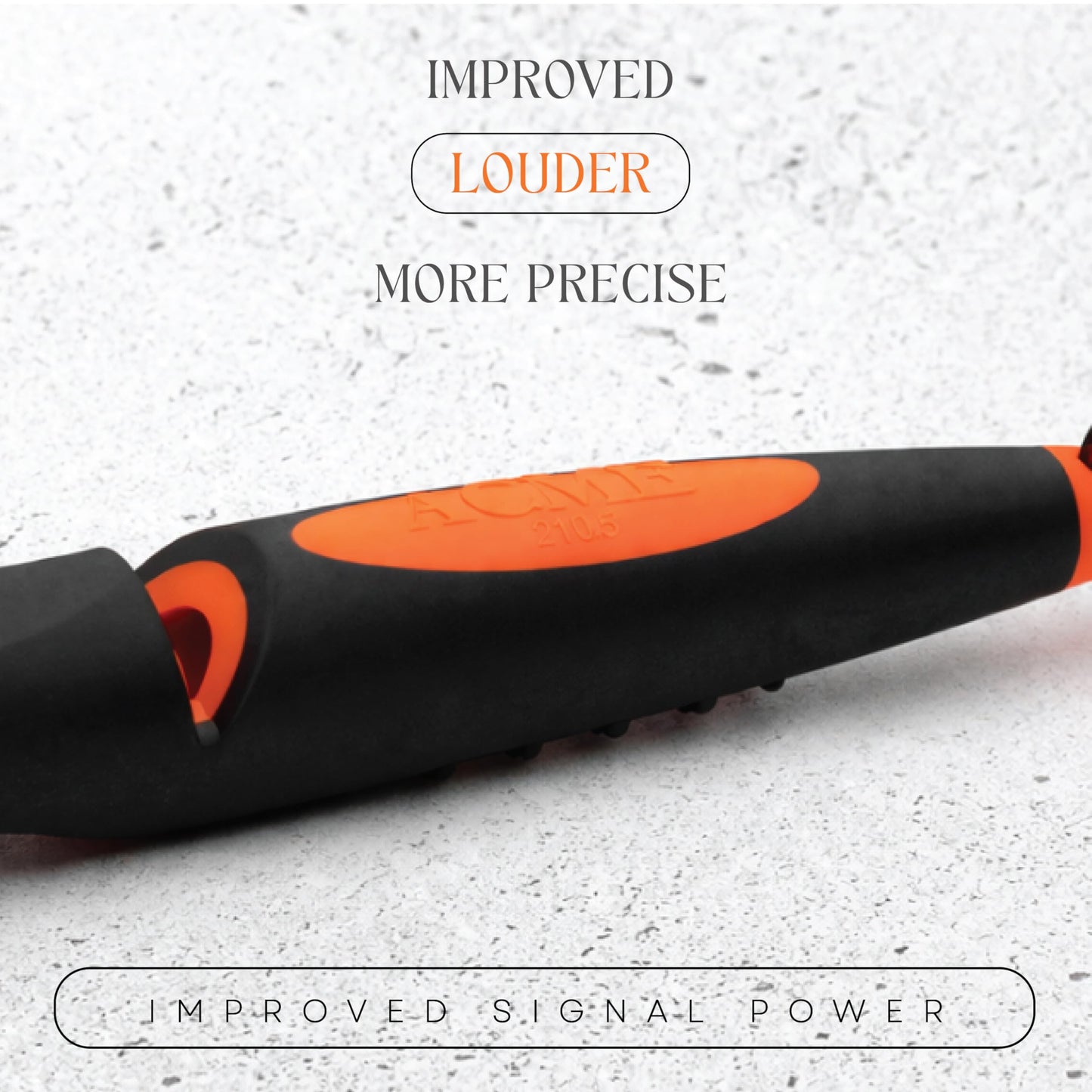 ACME Alpha 210.5 Dog Training Whistle with Enhanced Ergonomic Grip. BPA-Free Plastic. 110 dBA. Standardized Frequency for Smaller Dogs. Weatherproof. Made in the UK (Black on Day Glow Orange)
