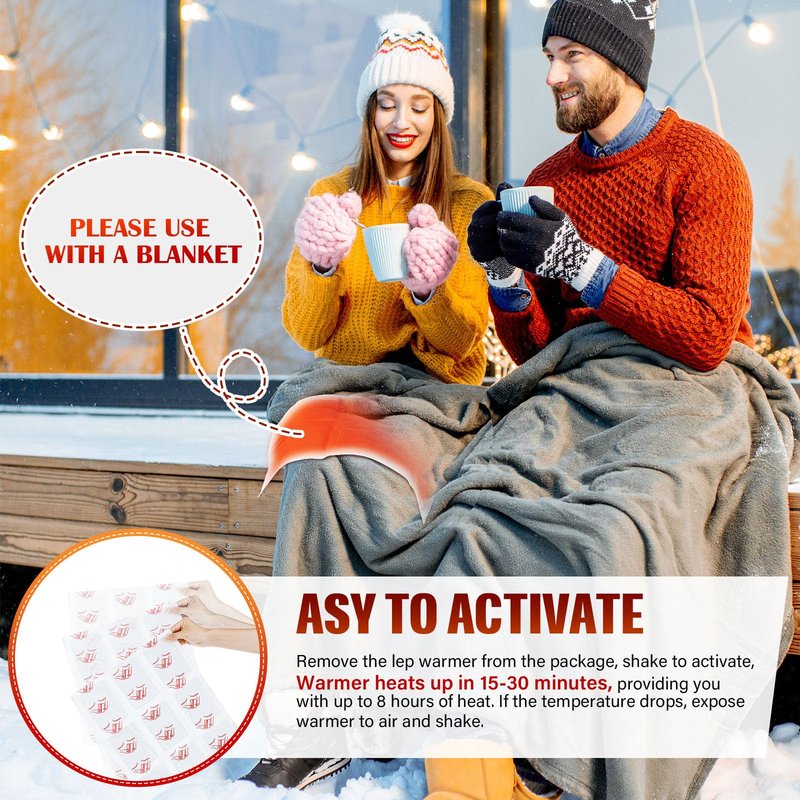 Foilswirl 6 Pcs Lap Warmers Largest Warmers with Adhesive Backing 16" x 10" Disposable Air Activated Heat Packs 8 Hours Long Lasting Camping Outdoor Sporting Events Cold Weather Gift Pairs Heat up