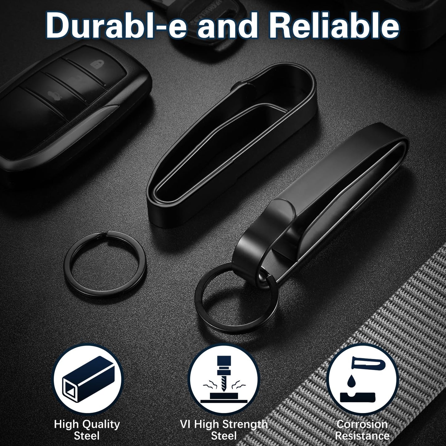 Yeflawor Duty Belt Key Holder, 2PCS Premium Duty Belt Key Clip, Upgraded Quick Release Key Keeper with Key Ring for Police and Law Enforcement Agencies