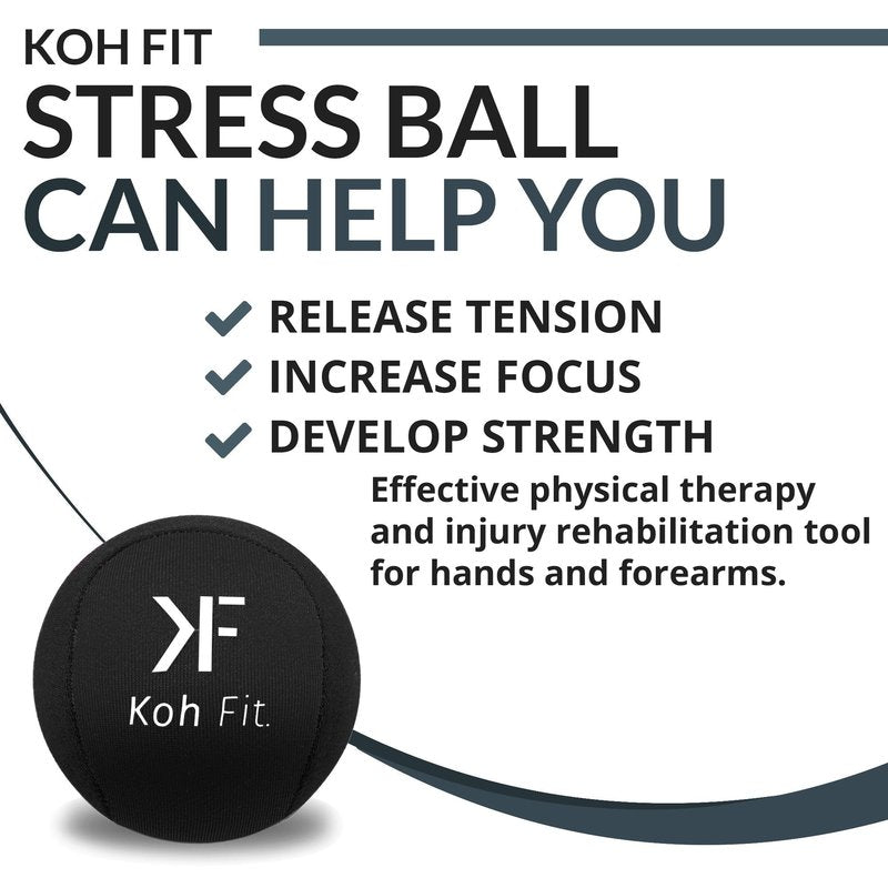 Koh Fit Stress Ball Multipacks - Stress Reliever Squeeze Balls - Bonus 18-Page Hand Exercise Therapy Ebook