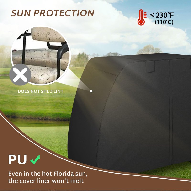 iBirdie 2+2 Passenger Golf Cart Cover for Club Car EZGO Yamaha Outdoor Golfcart Waterproof and Weatherproof Heavy Duty 600D Covers