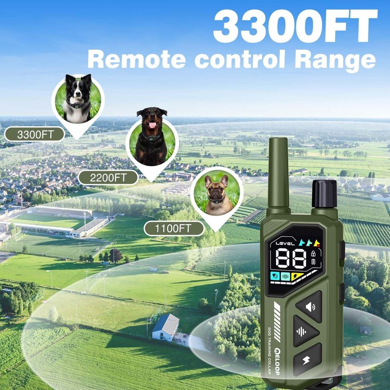 Dog Shock Collar - AI Smart Anti-Barking Training E-Collar with Remote | 3300FT Range, IPX7 Waterproof for All Breeds