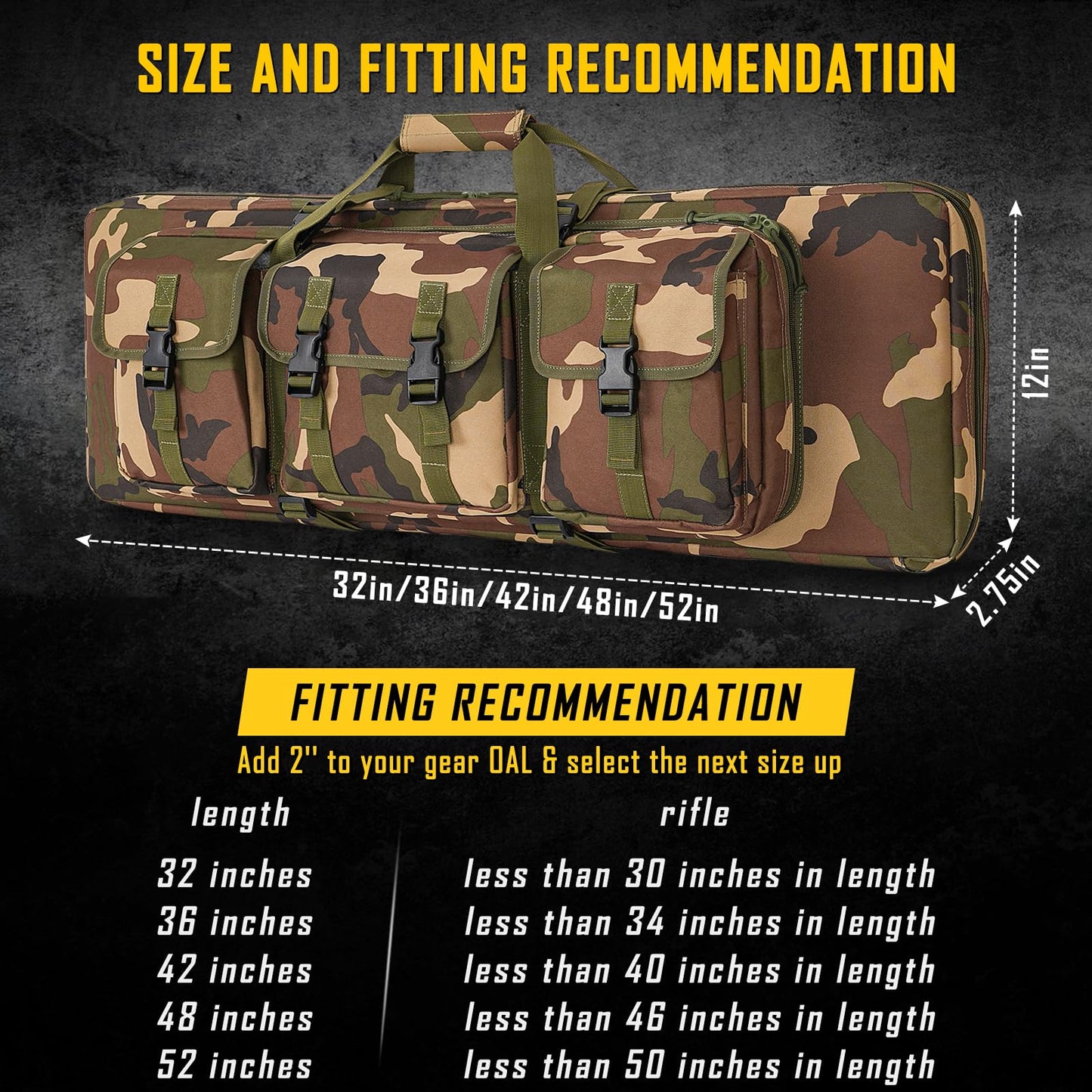 DULCE DOM 32 inch Double Rifle Case Soft Bag Gun Case, Perfect for Rifle Pistol Storage and Transportation, All Around Shooting Range Tactical Rifle Backpack, Indoor Outdoor