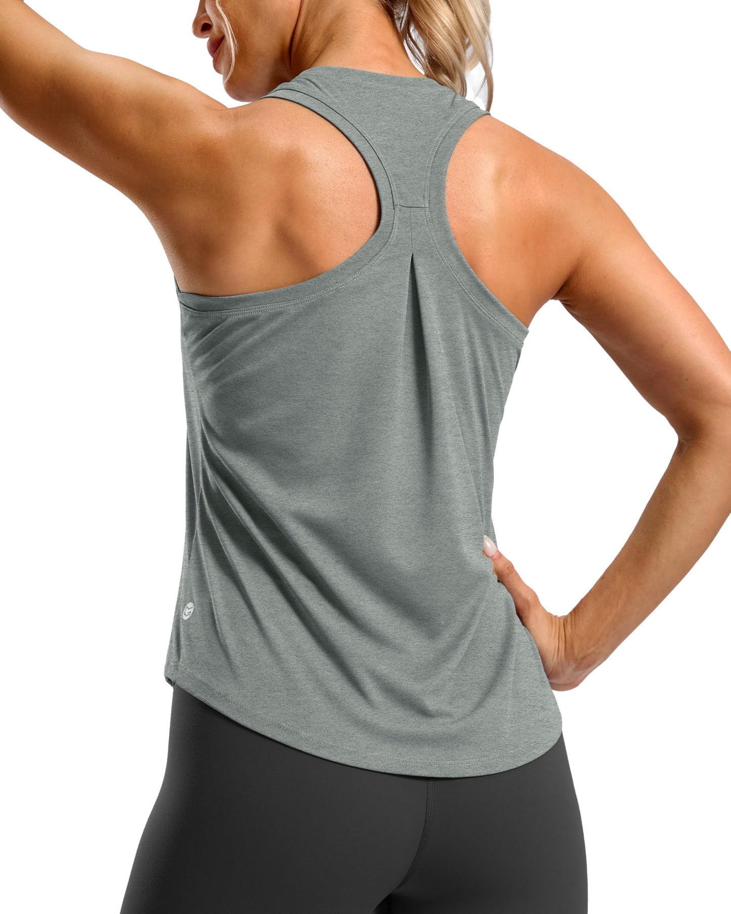 G Gradual Women's Workout Tank Tops Racerback Athletic Yoga Tops Loose Fit Sleeveless Running Gym Sports Shirts for Women(Sage Grey Heather,XXL)
