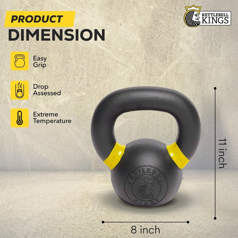 Kettlebell Kings Powder Coated Kettlebells Weight 8KG - Hand Weights Workout Gym Equipment and Strength Training Sets for Women and Men - Weights Set for Home Gym (4-48KG)