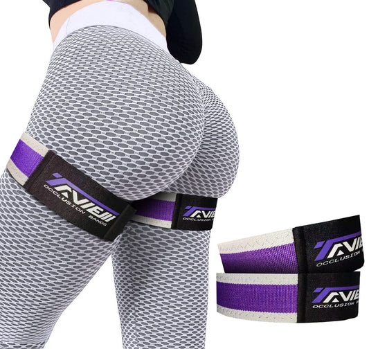 TAVIEW Occlusion Bands for Women Glutes & Hip Building, Blood Flow Restriction Bands BFR Bundle Booty Bands, Best Fabric Resistance Bands for Exercising Your Butt, Squat, Thigh, Fitness, Purple/Grey