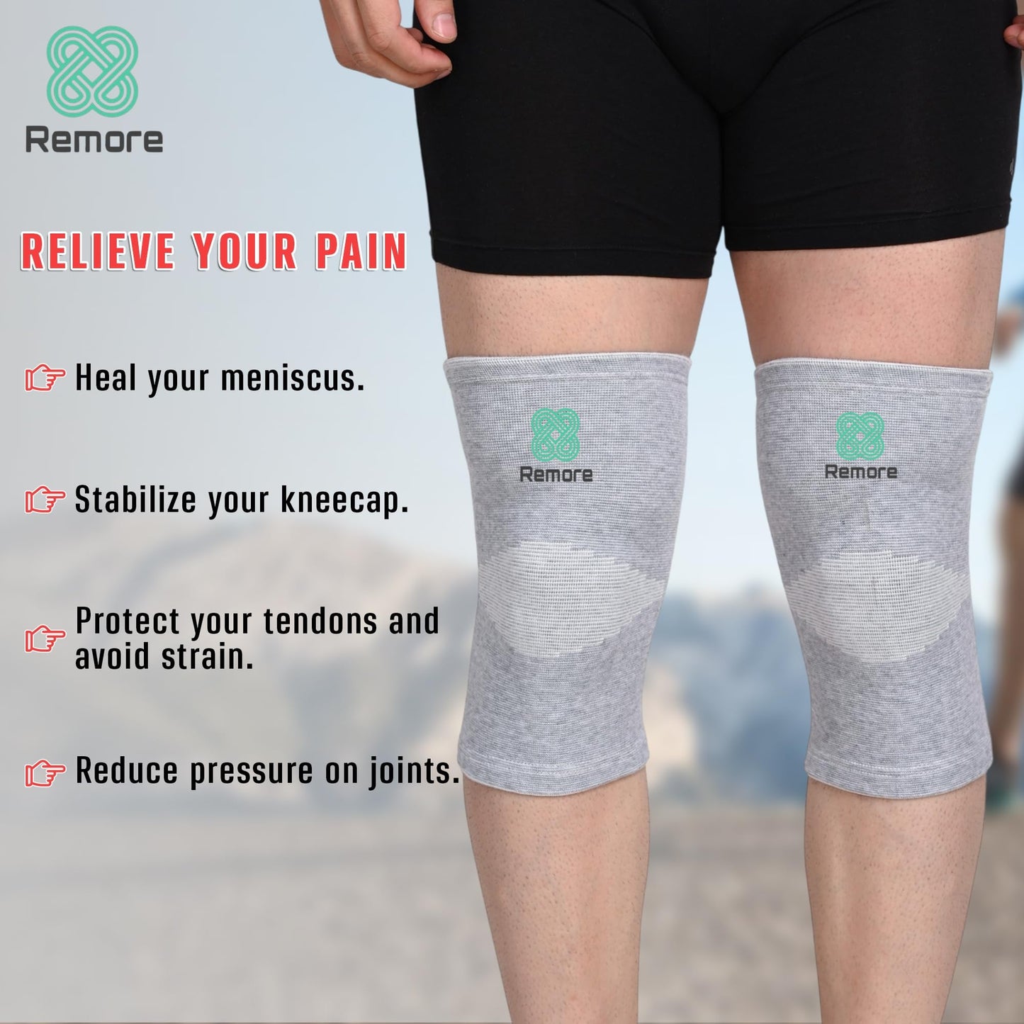 Remore Bamboo Knee Compression Sleeve for Men and Women Bamboo Knee Brace for Men and Women Knee Pain, Gym, Running, Basketball, Meniscus Tear, Sports, Joint Pain Relief, Injury Recovery (64-70cm Thigh) (XXX-Large)