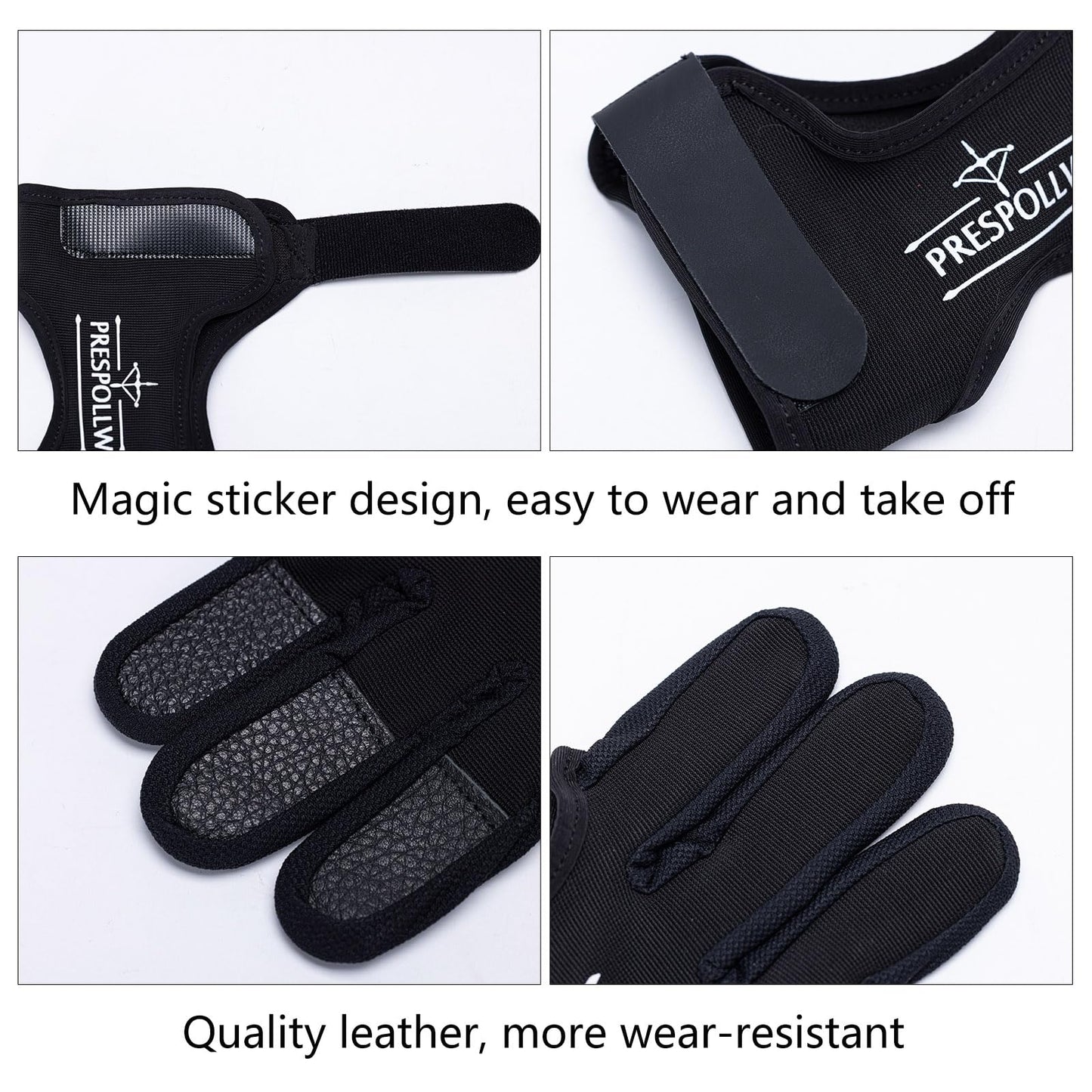 Prespollw Archery Glove Three-Finger Guard – Protective Shooting Glove for Men & Women, Ideal for Recurve & Compound Bow Hunting and Target Practice (X-Large)