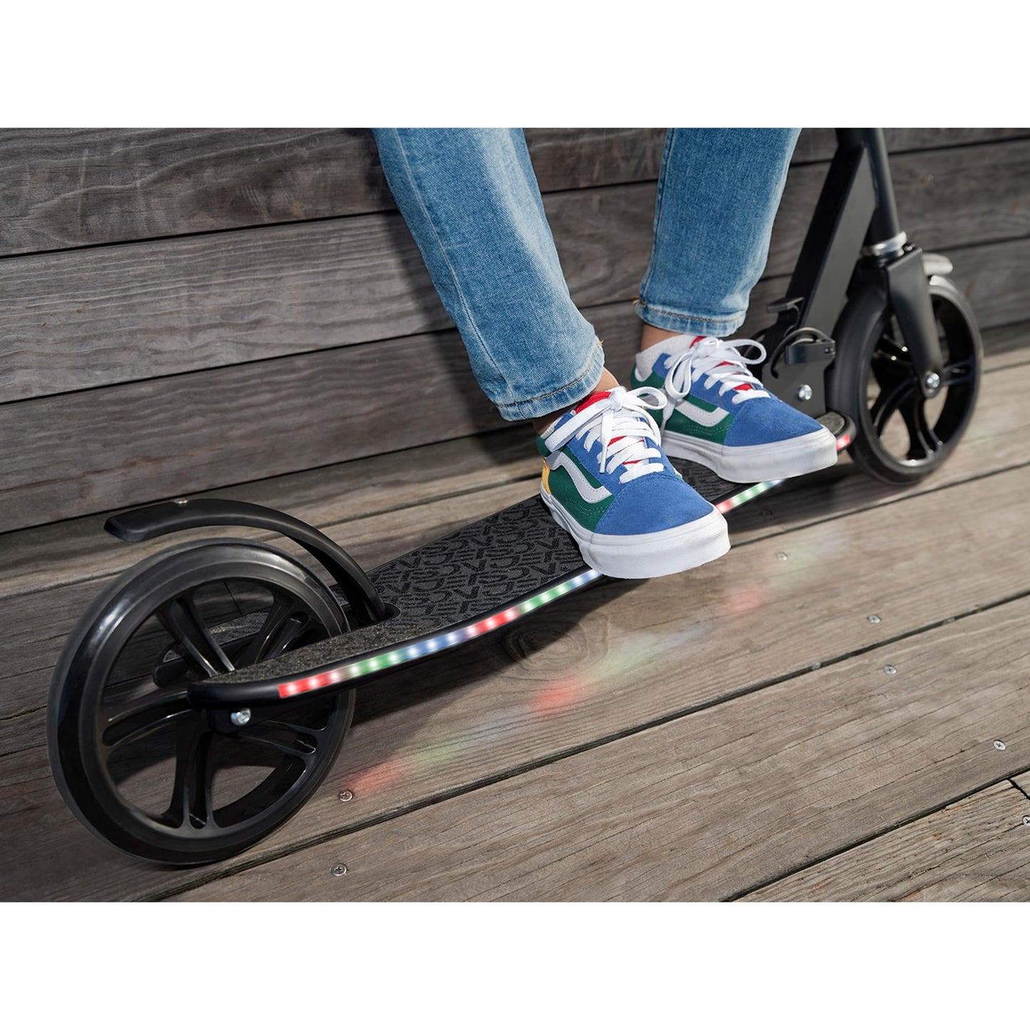 Jetson Jupiter Jumbo 3 Wheel Light Up Kick Scooter, Black- Adjustable Handlebar Foldable Ride On Toy for Toddlers and Kids Ages 5 and Up