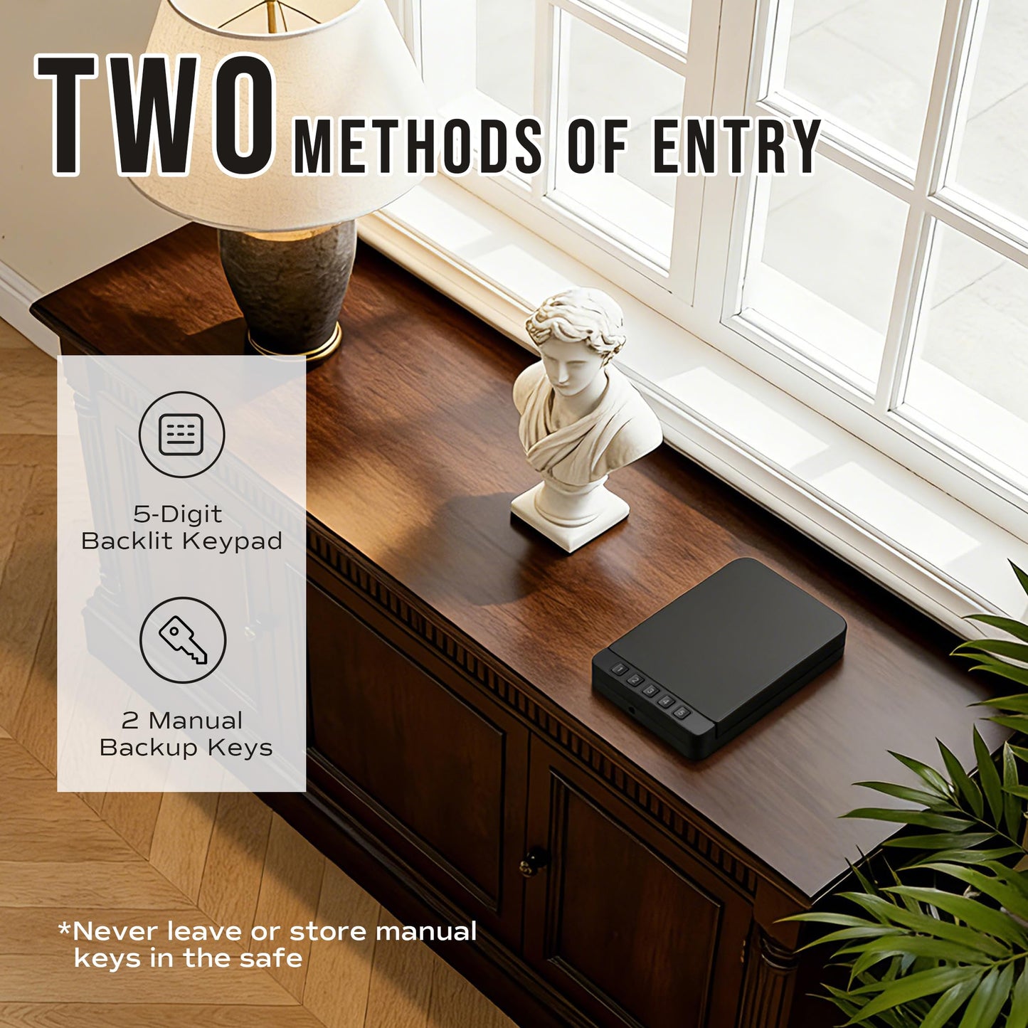 RPNB Gun Safe, Portable Gun Safe for Handgun, Smart Pistol Safes with Backlit Digital Keypad, Handgun Safes Perfect for Nightstand Bedside, Small Gun Case for Car