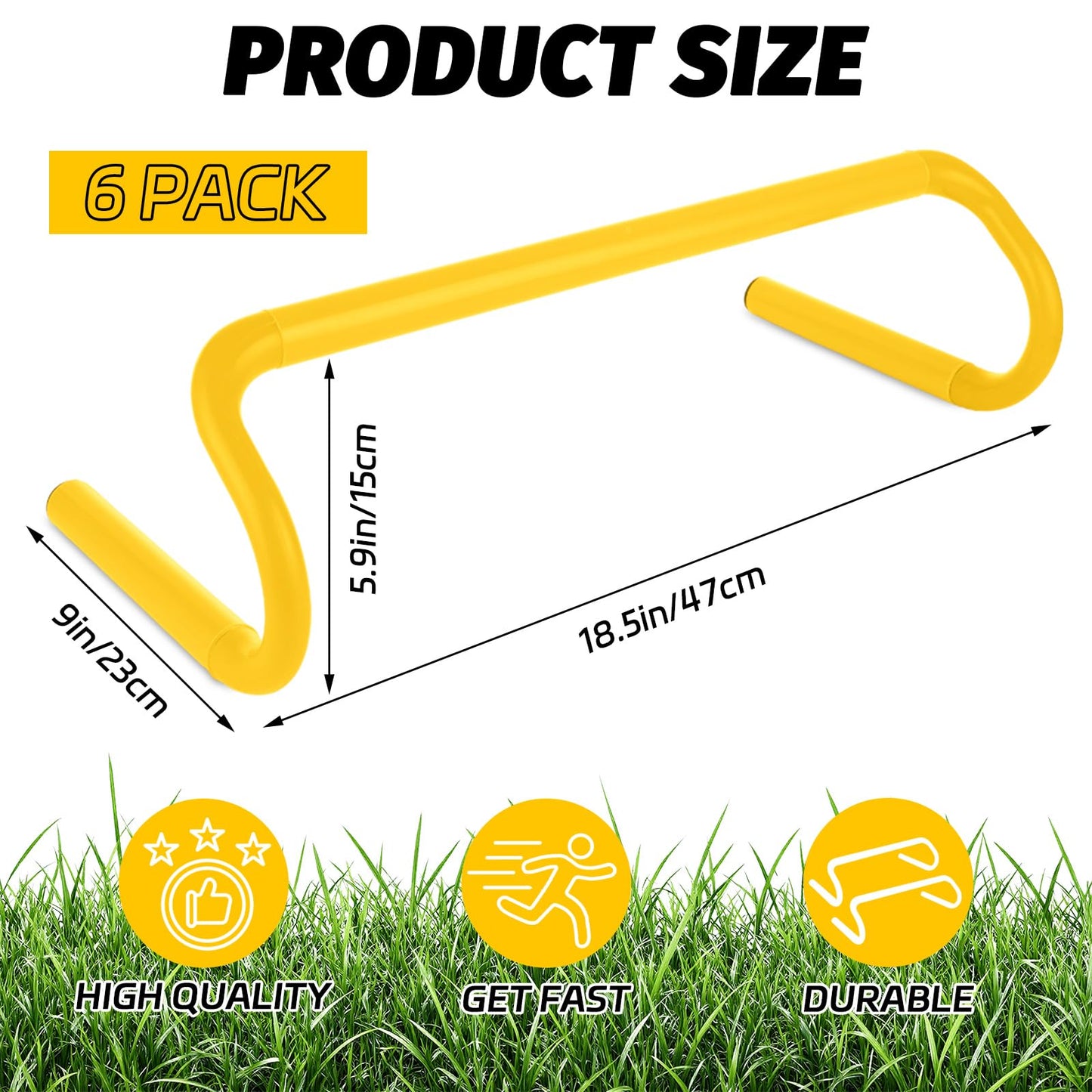 WOPPLXY 6 Pcs Speed Agility Training Hurdles, 6'' Detachable Agility Training Hurdles, Speed Training Agility Hurdles, Speed and Agility Training Equipment for Athletes, Soccer Training(Yellow)